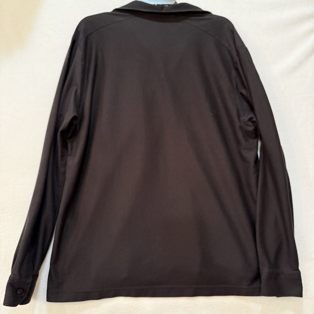 Murano Liquid Luxury XL Black Ribbed 100% Cotton Long Sleeve Polo Shirt Mens - Picture 8 of 8